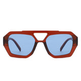HS1337 - Square Brow-Bar Retro Tinted Aviator Wholesale Sunglasses
