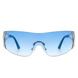 HW2040 - Rectangle Rimless Chic Rhinestone Luxury Sleek Fashion Wholesale Sunglasses