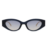 S2144 - Slim Cat Eye Gold Metal Fashion Women Sunglasses - Iris Fashion