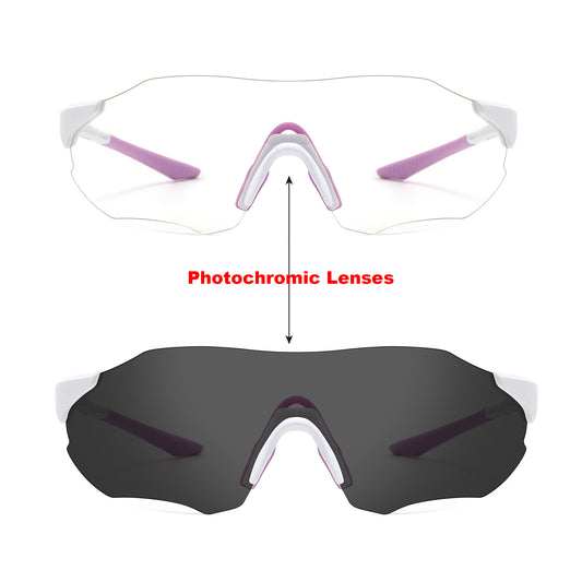 Y5004 - Sport Polarized Wrap Shield Rimless Photochromic Mirrored Wholesale Sunglasses