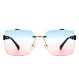 HW2054 - Square Rimless Fashion Tinted Women Wholesale Sunglasses