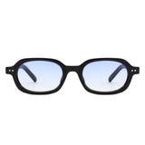 S1255 - Retro Oval Rectangle Chunky Frame Sunglasses - Iris Fashion