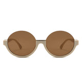 HS1422 - Women Semi-Rimless Fashion Round Sunglasses