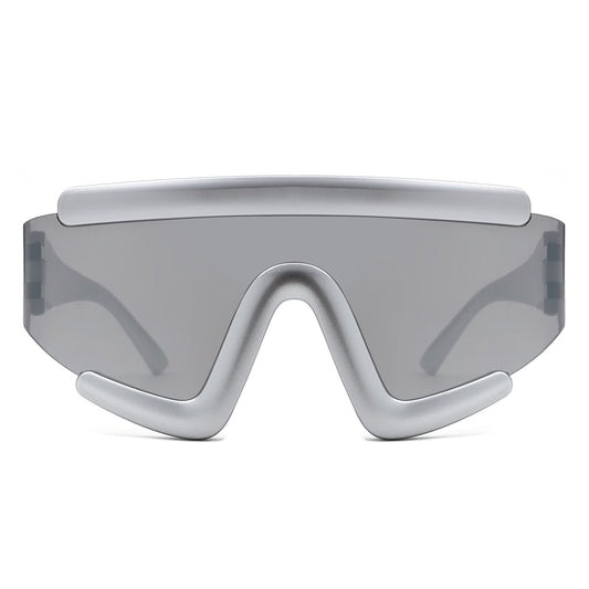 HS2195 - Futuristic Shield Oversize Wraparound Visor Wholesale Sunglasses