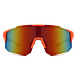 HY1023 - Oversized Sport Mirrored Shield Performance Sunglasses