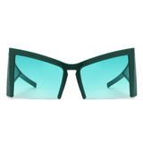 HS1286 - Geometric Square Semi-Rimless Cat Eye Oversize Fashion Wholesale Sunglasses