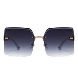 S2135 - Women Rimless Chic Fashion Square Tinted Wholesale Sunglasses
