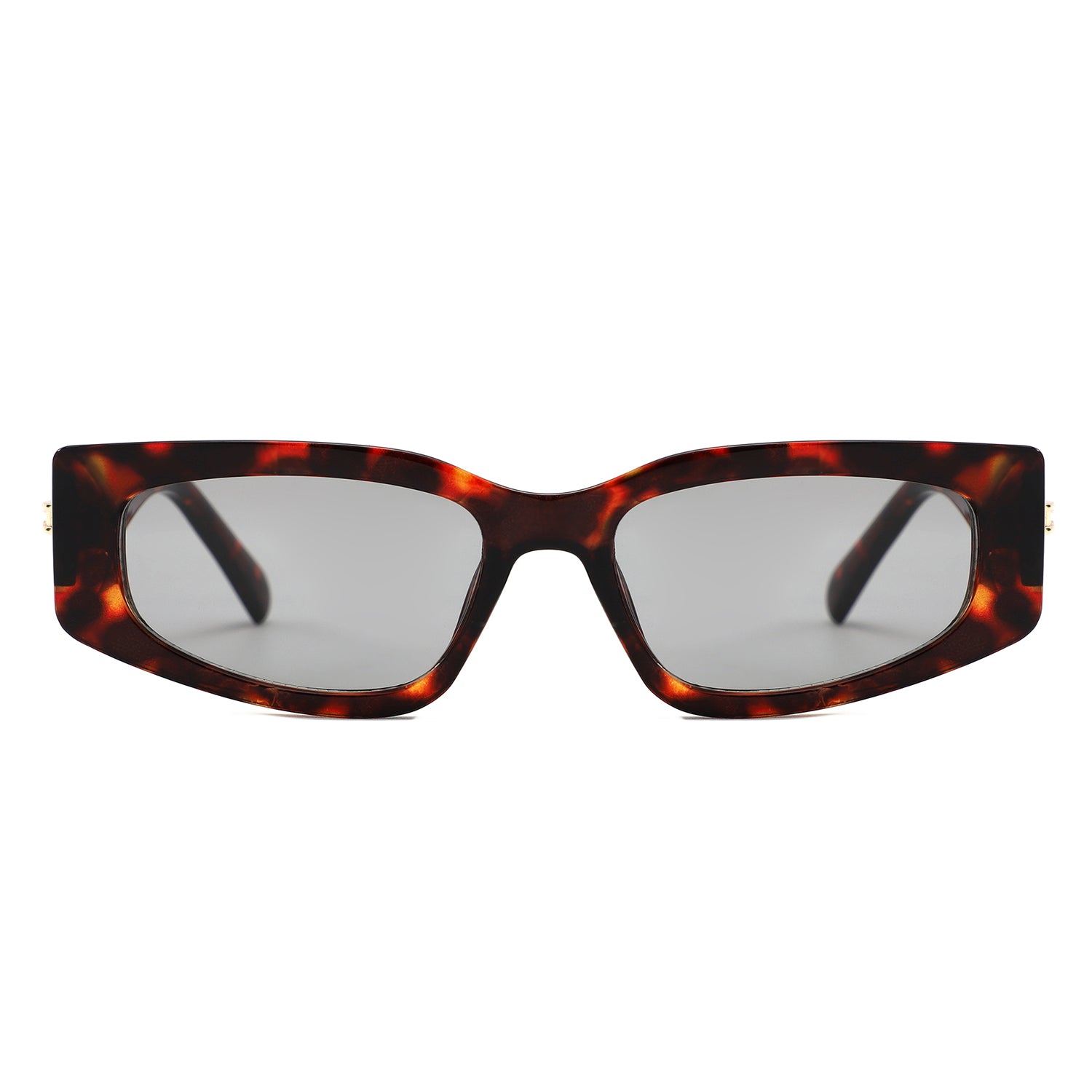 S1267 - Rectangle Wide Gold Accent Wrap Sunglasses - Iris Fashion