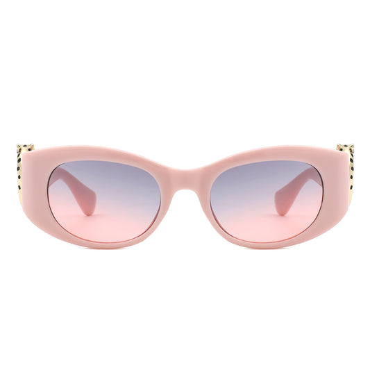 HS2182 - Chic Oval Leopard Design Fashion Wholesale Sunglasses