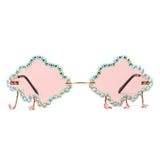 HJ2095 - Rimless Cloud Shape Hanging Charms Wholesale Sunglasses
