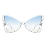 HS1401 - Oversized Winged Cat Eye Semi-Rimless Butterfly Wholesale Sunglasses