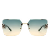 HJ3035 - Square Chain-Link Luxurious Oversize Rimless Wholesale Sunglasses