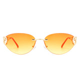 HW2056 - Women Chic Frameless Oval Fashion Heart Design Cat Eye Wholesale Sunglasses