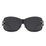 HJ2107 - Rimless Shield Crystal-Embellished Wholesale Sunglasses