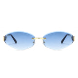 HJ2117 - Rimless Oval Slim Gold Temple Fashion Wholesale Sunglasses