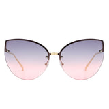 HJ2071 - Women Cat Eye Rimless Chic Fashion Wholesale Sunglasses