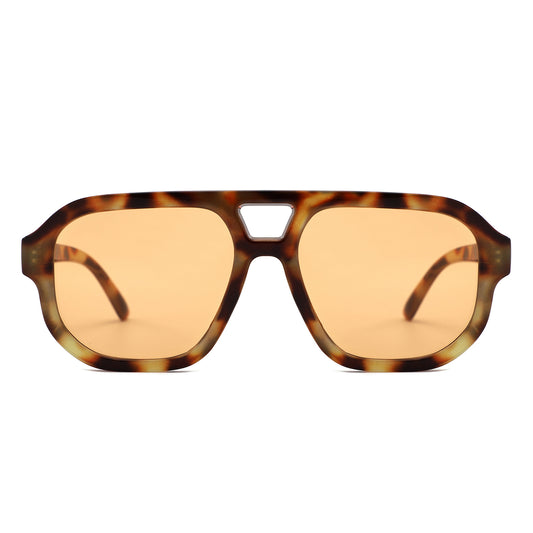 S1265 - Retro Aviator Double Bridge Square Sunglasses