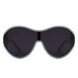 S2127 - Oversize Oval Retro Circle Fashion Curved Round Wholesale Sunglasses