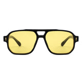 HS1433 - Oversized Brow-Bar Square Aviator Sunglasses