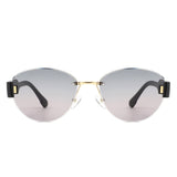 HJ2077 - Oval Rimless Tinted Chic Round Fashion Women Wholesale Sunglasses