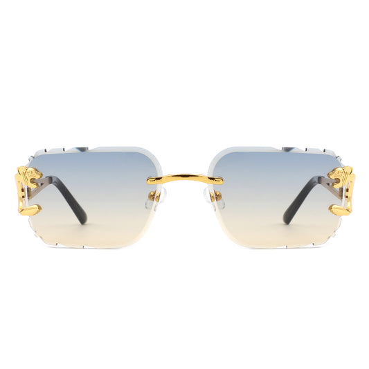 HJ2084 - Rimless Square Irrgular Leopard Design Fashion Wholesale Sunglasses