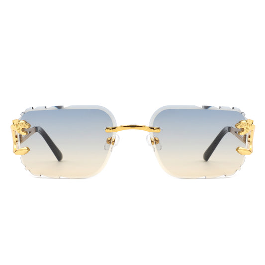 HJ2084 - Rimless Square Cheetah Luxury Geometric Wholesale Sunglasses