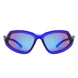 HS1327 - Geometric Wrap Around Sport Rectangle Wholesale Sunglasses