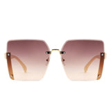 HW2066 - Rimless Fashion Square Flat Top Wholesale Sunglasses