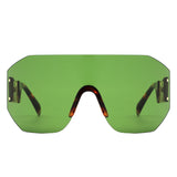 HW2065 - Rimless Oversize Retro Chunky Square Wholesale Sunglasses