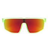 HS2202 - Sporty Retro Futuristic Visor Mirrored Square Wholesale Sunglasses