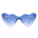 HJ2106 - Rimless Heart-Shaped Gradient Gold-Temple Wholesale Sunglasses