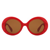 HS1314 - Women Round Sculpted Fashion Chunky Oval Wholesale Sunglasses