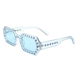HS2154 - Square Retro Geometric Tinted Rhinestone Fashion Wholesale Sunglasses