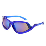 HS1327 - Geometric Wrap Around Sport Rectangle Wholesale Sunglasses