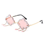 HJ2095 - Rimless Cloud Shape Hanging Charms Wholesale Sunglasses