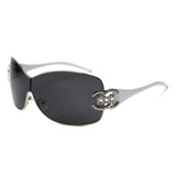 HJ2107 - Rimless Shield Crystal-Embellished Wholesale Sunglasses