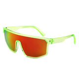 HS2202 - Sporty Retro Futuristic Visor Mirrored Square Wholesale Sunglasses