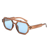 HS1342 - Square Geometric Block Brow-Bar Aviator Wholesale Sunglasses