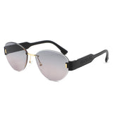 HJ2077 - Oval Rimless Tinted Chic Round Fashion Women Wholesale Sunglasses
