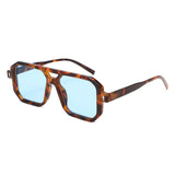HS1382 - Square Brow-Bar Flat Top Tinted Lens Wholesale Sunglasses