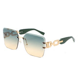 HJ3035 - Square Chain-Link Luxurious Oversize Rimless Wholesale Sunglasses