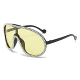 HS2171 - Oversize Fashion Curved Lens Rhinestone Aviator Wholesale Sunglasses