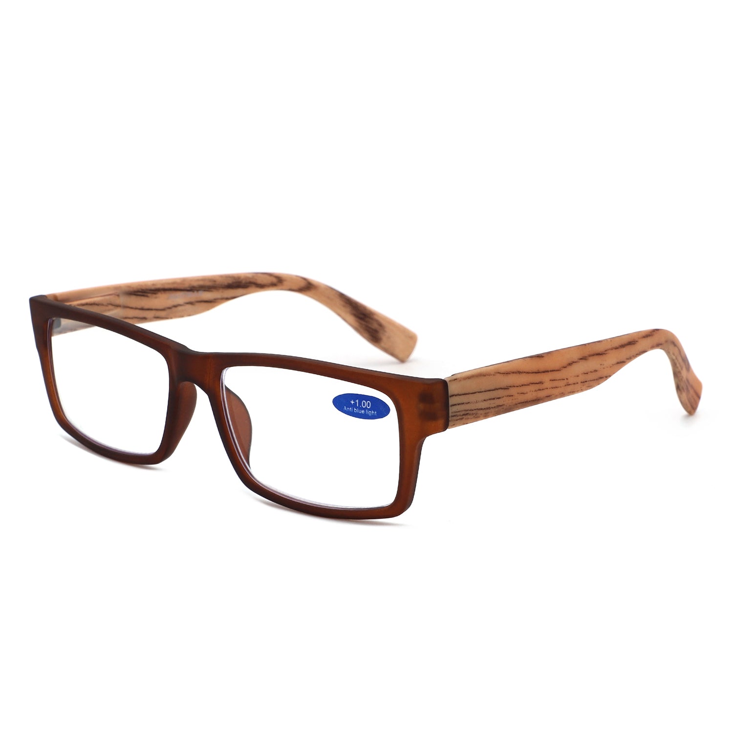 883 - Rectangle Woodgrain Temples Reading Glasses - Iris Fashion