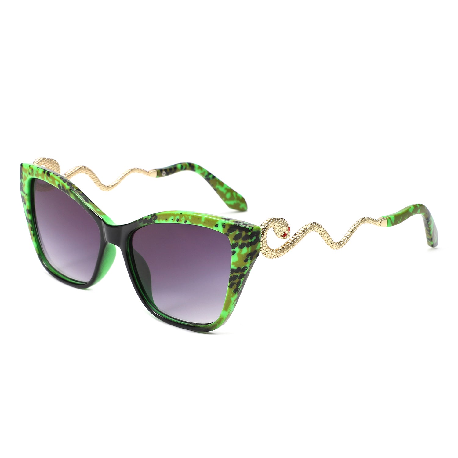 HS2207 - Oversized Square Cat-Eye Wavy Temples Sunglasses - Iris Fashion