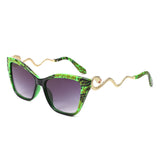 HS2207 - Oversized Square Cat-Eye Wavy Temples Sunglasses - Iris Fashion