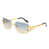 HJ2084 - Rimless Square Cheetah Luxury Geometric Wholesale Sunglasses