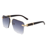 HW3021 - Retro Square Rimless Brow-Bar Tinted Fashion Wholesale Sunglasses
