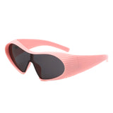 HS1308 - Wrap Around Shield Oversize Winged Bar Sleek Wholesale Sunglasses