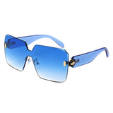 HS2198 - Oversize Rimless Fashion Shield Square Wholesale Sunglasses