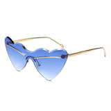 HJ2106 - Rimless Heart-Shaped Gradient Gold-Temple Wholesale Sunglasses